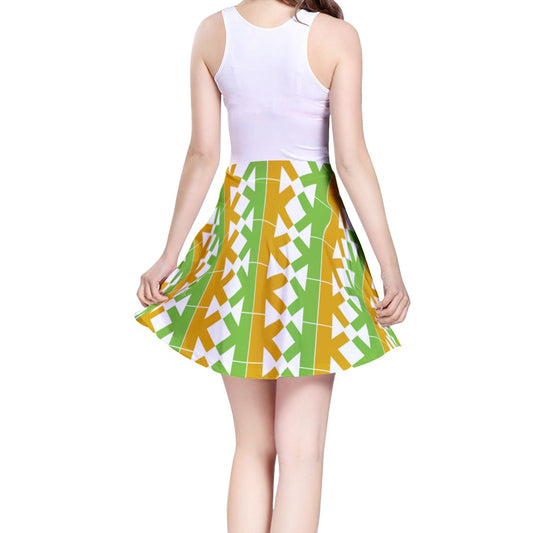 K-K Sleeveless Midi Design Casual Flared Skater Dress