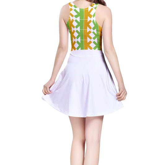 K-K Sleeveless Midi Design Casual Flared Skater Dress